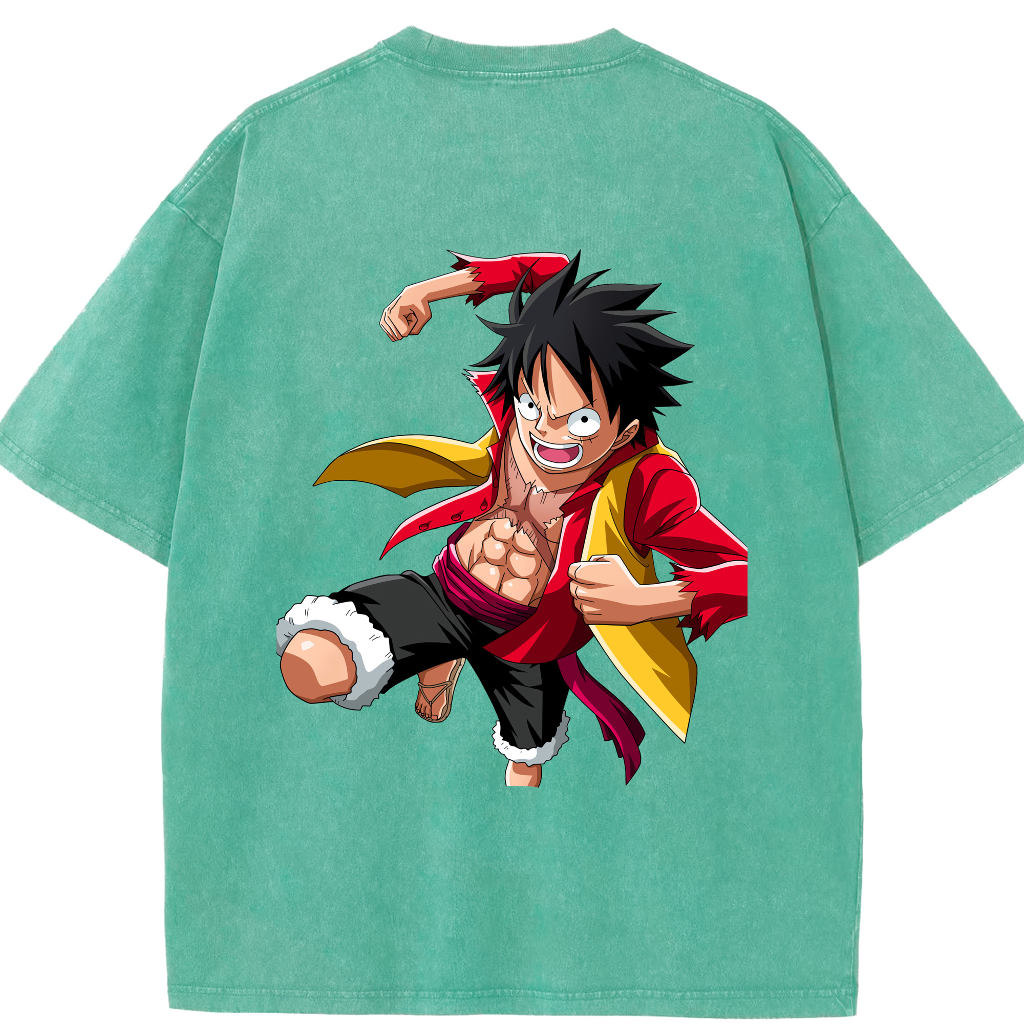 ワンピース モンキー・D・ルフィ ONE PIECE Monkey D. Luffy 綿100% ヴィンテージ風 半袖Tシャツ（背面プリント）